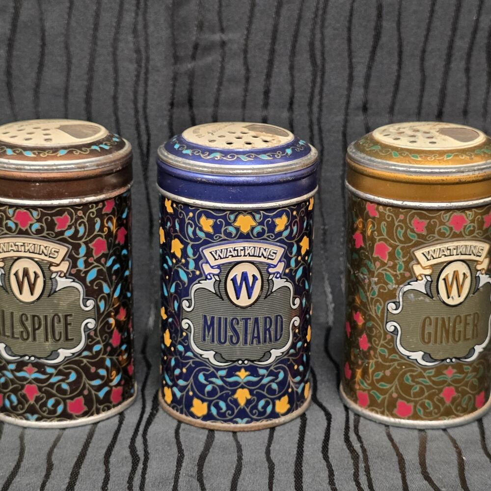 Vintage Watkins Collector’s Tin Spice Set Ben Rickert Allspice Mustard Ginger